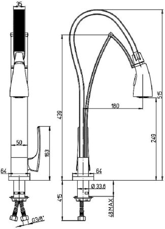 Смеситель для кухни Paini Hybrid HKPA557TK Сталь Серый 