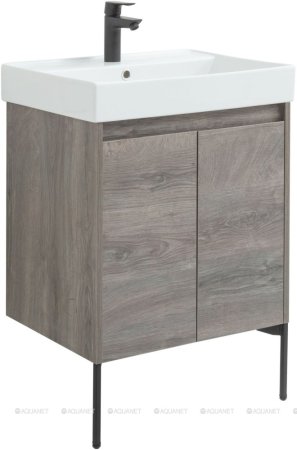 Тумба с раковиной Aquanet Nova Lite 60 дуб рошелье (2 дверцы) 
