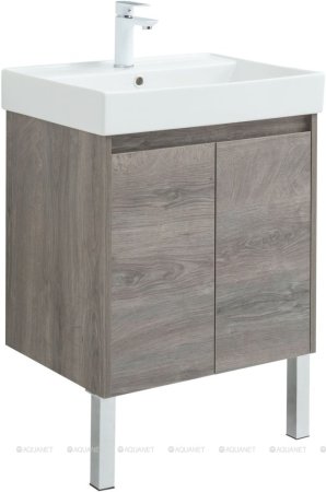 Тумба с раковиной Aquanet Nova Lite 60 дуб рошелье (2 дверцы) 