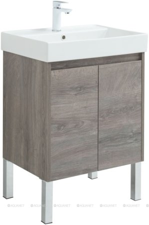 Тумба с раковиной Aquanet Nova Lite 60 дуб рошелье (2 дверцы) 