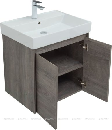 Тумба с раковиной Aquanet Nova Lite 60 дуб рошелье (2 дверцы) 