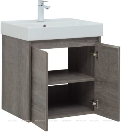 Тумба с раковиной Aquanet Nova Lite 60 дуб рошелье (2 дверцы) 