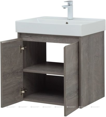 Тумба с раковиной Aquanet Nova Lite 60 дуб рошелье (2 дверцы) 