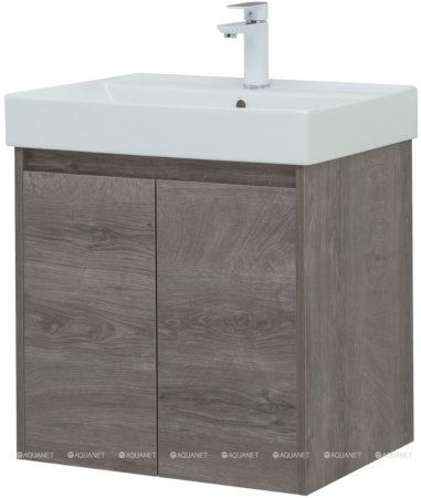 Тумба с раковиной Aquanet Nova Lite 60 дуб рошелье (2 дверцы) 