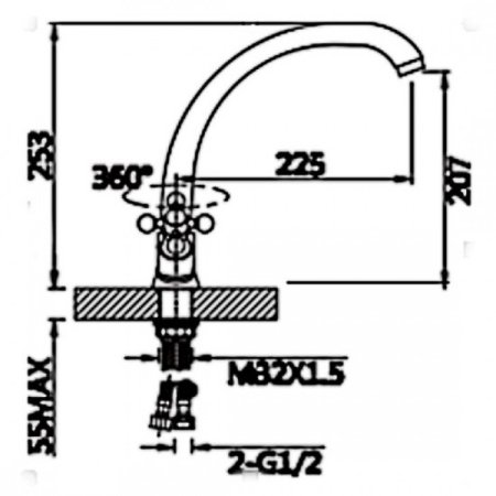 Cмеситель для кухни ViEiR V140121 Хром 