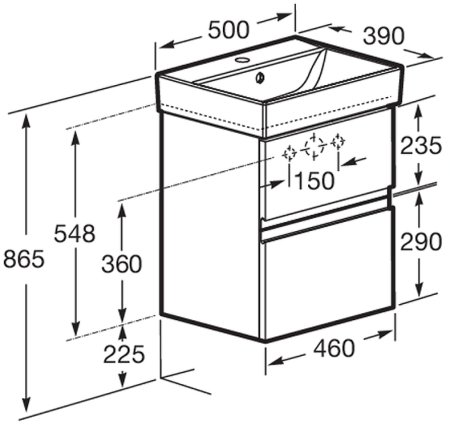Тумба под раковину Roca Oleta 50 A857638806 подвесная Белый глянец 
