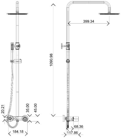 Душевая система Boheme Stick 128-BG.2 Черная матовая Золото 