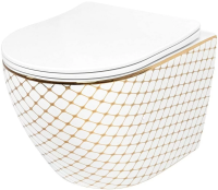 Унитаз подвесной REA Carlo Mini Flat REA-C5100 золото / белый