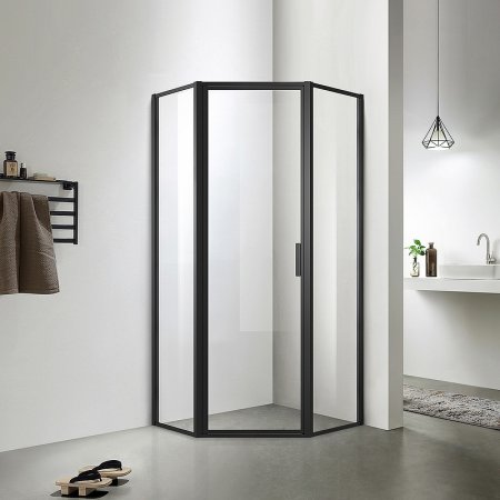 Душевой уголок Azario Richmond 100х100 L AZ-NAG3231 1000 Black профиль Черный стекло прозрачное 