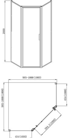 Душевой уголок Azario Richmond 100х100 L AZ-NAG3231 1000 Black профиль Черный стекло прозрачное 