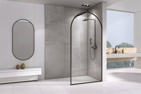 Душевая перегородка Abber Immer Offen 120 AG64120B8 профиль Черный стекло прозрачное 