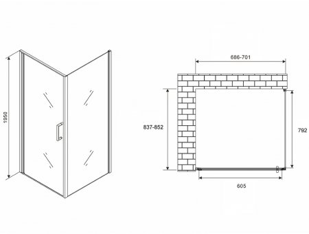 Душевой уголок Abber Sonnenstrand 70x85 AG04070-S85 профиль Хром стекло прозрачное 