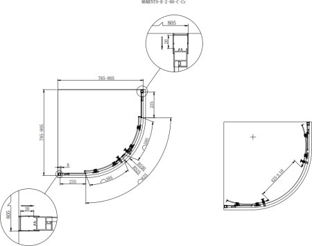 Душевой уголок Cezares Momento R 2 80 C Cr 