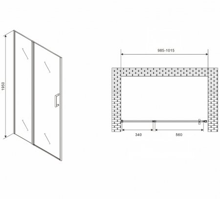 Душевая дверь Abber Sonnenstrand 100 AG04100MS профиль Хром стекло матовое 