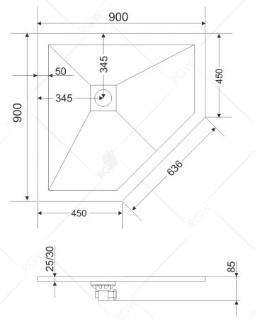 Поддон для душа RGW Stone Tray ST/T-0099G 90х90 