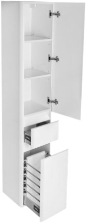 Шкаф пенал Style Line Атлантика Люкс Plus 35 ЛС-00000694 с бельевой корзиной Белый 