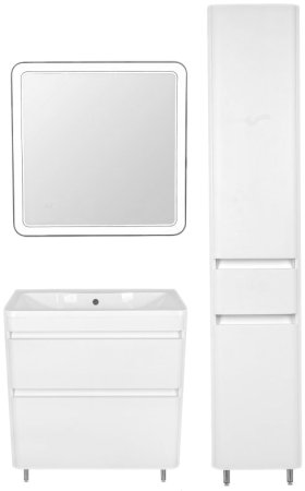 Шкаф пенал Style Line Атлантика Люкс Plus 35 ЛС-00000694 с бельевой корзиной Белый 