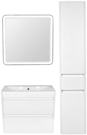 Шкаф пенал Style Line Атлантика Люкс Plus 35 ЛС-00000694 с бельевой корзиной Белый 