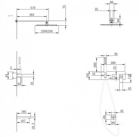 Душевая система Abber Daheim AF8217B Черная матовая 