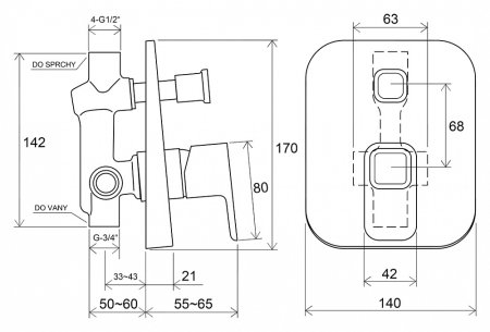 Смеситель Ravak 10  TD 061.00 для ванны с душем 