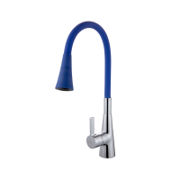 Смеситель для кухни с гибким изливом FASHUN A4153+B11, хром/синий