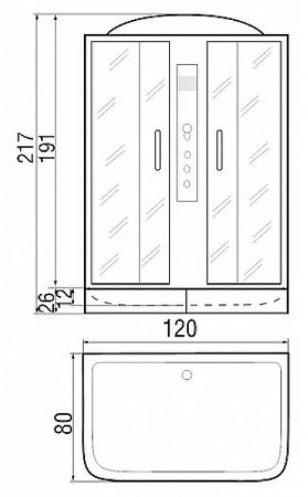 Душевая кабина River Sena 120x80 МТ 10000001253 с поддоном 