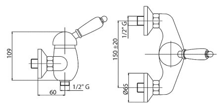 Смеситель Cezares Elite ELITE-DM-03/24-Bi для душа 