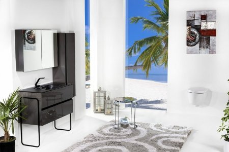 Зеркальный шкаф Boheme Armadi Art Vallessi 80 547-A glossy с подсветкой Антрацит глянец 