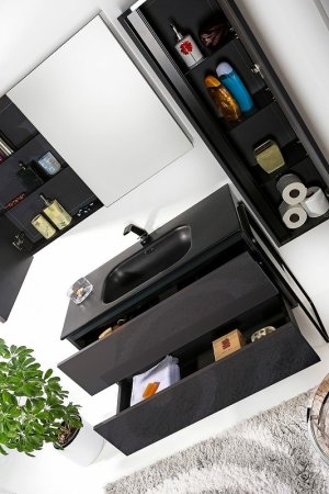 Зеркальный шкаф Boheme Armadi Art Vallessi 80 547-A glossy с подсветкой Антрацит глянец 