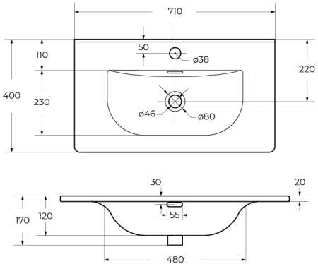 Керамическая раковина BelBagno BB-8099-3-70 