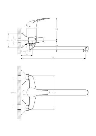 Смеситель для раковины длинный излив HAIBA HB2203-K 