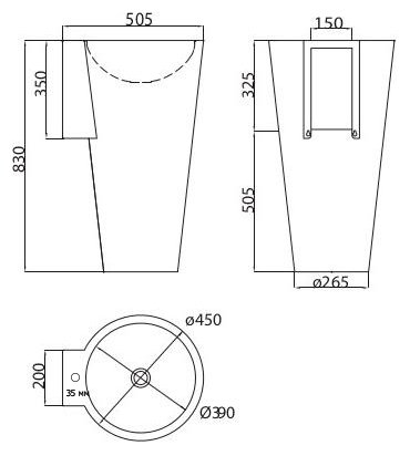 Рукомойник Senda Baila xl satin w с отверстием под смеситель 