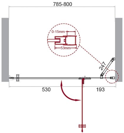 Душевая дверь BelBagno Kraft 80 KRAFT-B-12-60/20-C-Cr-R профиль Хром стекло прозрачное 