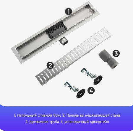 Душевой лоток Gappo G87007-3 с решеткой Нержавеющая сталь 