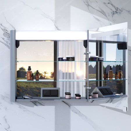 Зеркальный шкаф AM.PM Sensation 80 R M30MCR0801FG с подсветкой Серый шелк 