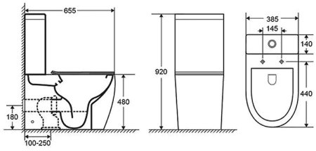 Унитаз компакт CeramaLux 1289A с бачком и сиденьем Микролифт 