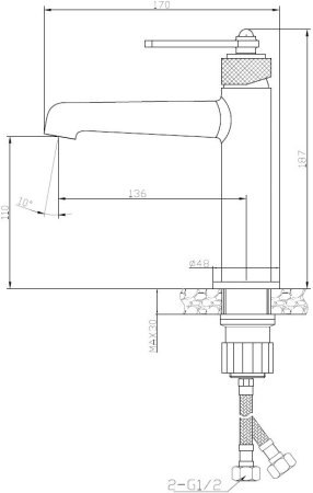 Смеситель для раковины ESKO Bangkok Gun metal" (BG26GM)" 