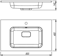 Тумба Style Line Марокко 80 подвесная, с раковиной  LINE 800*480 антрацит, тауп темный