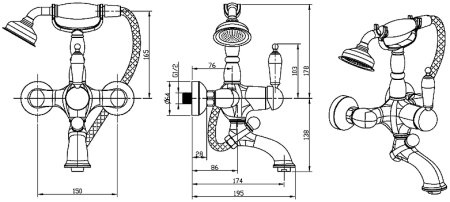 Смеситель для ванны Boheme Provanse Ripresa 363 Бронза 