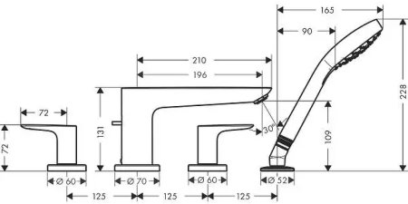 Смеситель на борт ванны Hansgrohe Talis E 71748000 Хром 