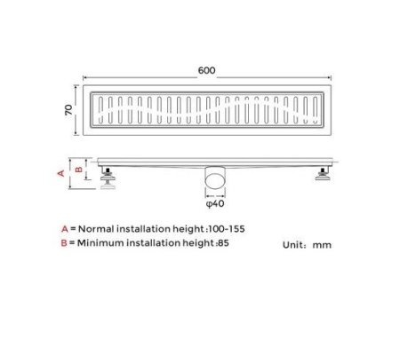 Душевой лоток Gappo G86007-36 черный 600x70 мм 