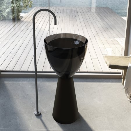 Раковина отдельностоящая прозрачная ABBER AT2703Onyx-Black черный/черный матовый 