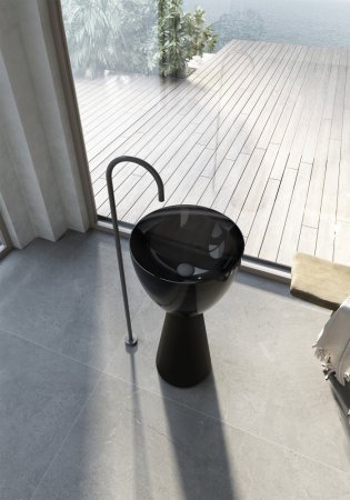 Раковина отдельностоящая прозрачная ABBER AT2703Onyx-Black черный/черный матовый 