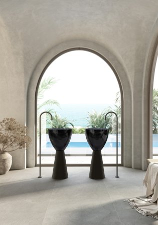 Раковина отдельностоящая прозрачная ABBER AT2703Onyx-Black черный/черный матовый 