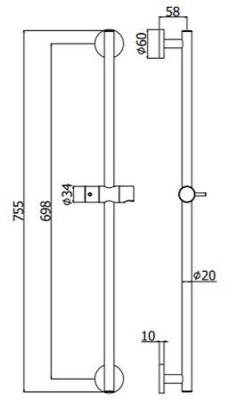 Душевая штанга Paffoni Life ZSAL116NO Черная матовая 