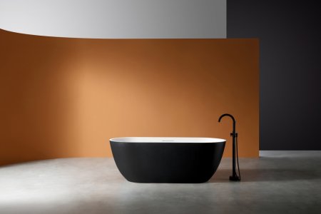 Ванна из искусственного камня ABBER Frankfurt AM9941BW черно-белая матовая 