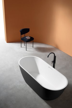 Ванна из искусственного камня ABBER Frankfurt AM9941BW черно-белая матовая 