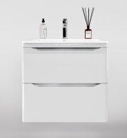 Тумба подвесная "Марелла 60" (2 ящ.) Люкс антискрейтч белый глянец, PLUS