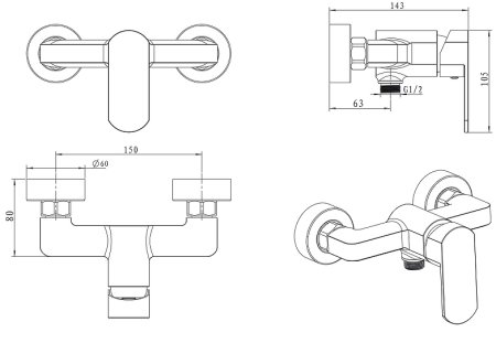 Смеситель для душа Kaiser Sonat 34477-1 Бронза 