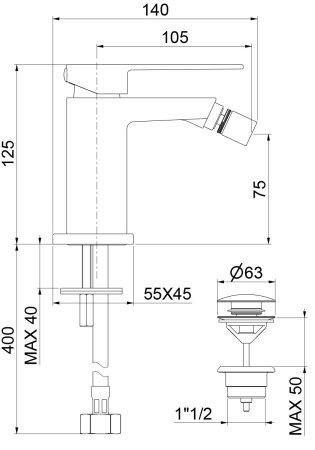 Смеситель для биде Webert Pegaso PE840102560 